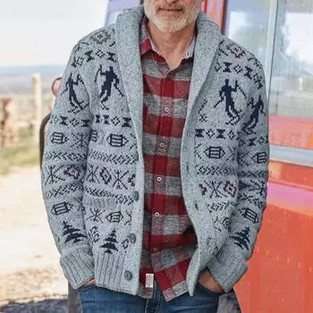 Модный повседневный кардиган с лацканами, тонкий вязаный свитер с длинным рукавом XL