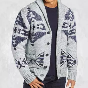 Модный повседневный кардиган с лацканами, тонкий вязаный свитер с длинным рукавом XXL серый