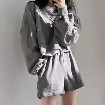 Модный повседневный комплект с толстовкой и брюками с длинными рукавами и принтом One Size