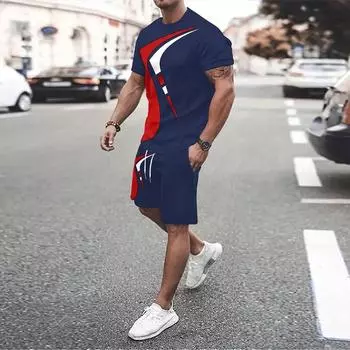 Модный повседневный мужской комплект свободного покроя с принтом и повседневный комплект светлого цвета, свободный, дышащий, износостойкий и не скатывается S