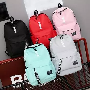 Модный повседневный рюкзак, однотонная школьная сумка для мужчин и женщин, водонепроницаемый дорожный рюкзак, холщовая сумка розовый