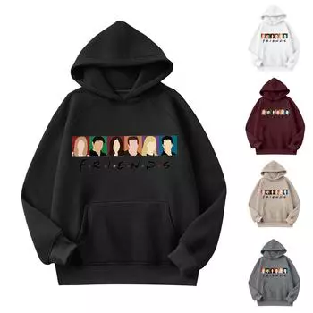 Модный повседневный свободный пуловер с длинными рукавами и буквенным принтом с веревочной толстовкой M серый