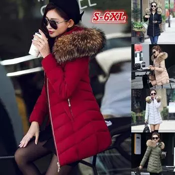 Модный повседневный зимний пуховик, женское длинное теплое пальто с длинным рукавом, однотонное пальто на молнии 4XL чёрный