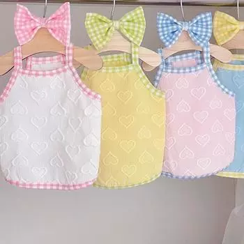 Модный принт для жилета для собак, одежда для маленьких собак, летние классные наряды для щенков, милый жилет с бантом для кошек, простые костюмы для домашних животных XS жёлтый