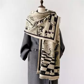 Модный принт кашемировый платок шарф женский толстый зимний теплый плед хиджаб платок шейный платок роскошные новые накидки эшарп
