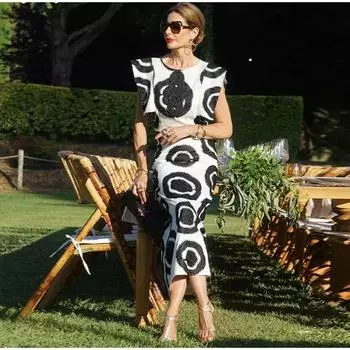 Модный принт майка юбка костюм женский О-образный вырез рукав летящий топ высокая талия бедра комплект юбки летний элегантный женский комплект S