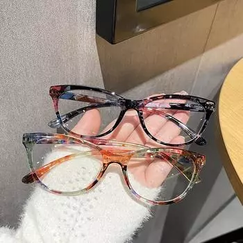 Модный принт с цветочным принтом для женщин и мужчин, защита глаз от синего света, плоские зеркальные очки, элегантные очки с цветами синий