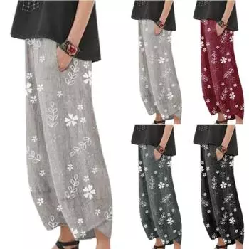 Модный принт Свободные повседневные маленькие ножки S чёрный