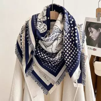 Модный принт, теплый и холодный, студенческий платок двойного назначения, замедляющий старение, шарф для женщин 130 серый