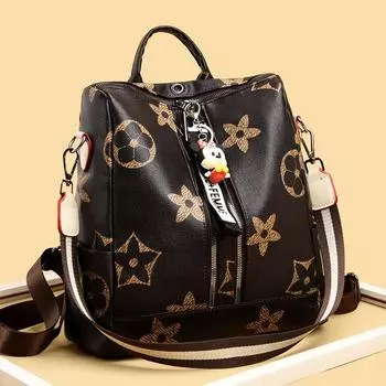 Модный принтованный рюкзак для женщин, большая вместимость, ретро-рюкзак, многоцелевая повседневная дорожная сумка с отверстием для наушников