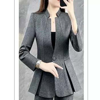 Модный приталенный женский черный пиджак на осень XL чёрный