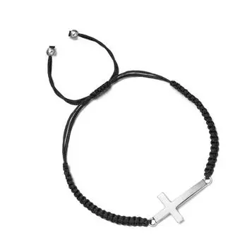 Модный простой браслет-крест из плетеной веревки ручной работы, регулируемый по длине, украшение на руку для мужчин и женщин 3