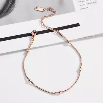 Модный простой браслет со змеиной цепочкой и пятью бусинами из нержавеющей стали, браслет для женщин, модный повседневный браслет, ювелирные изделия