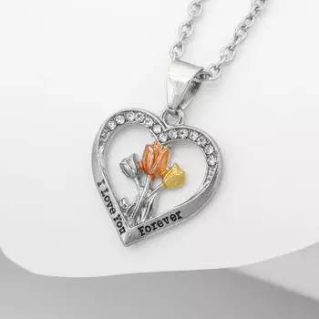 Модный простой кулон в форме сердца с тюльпаном, индивидуальное помолвочное ожерелье, праздничный подарок для пары, аксессуары