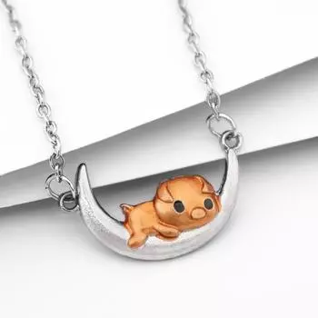 Модный простой милый креативный кулон в виде поросенка с луной, индивидуальный тренд, ожерелье в стиле панк, ювелирные изделия, праздничный подарок