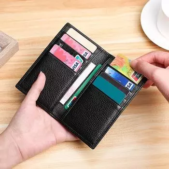 Модный простой мужской кожаный держатель для карт для мужчин и женщин RFID-блокировка кредитных карт VIP ID тонкие кошельки для карточек чёрный