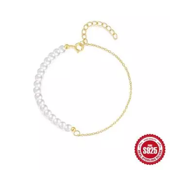 Модный простой темпераментный элегантный и щедрый жемчужный браслет из стерлингового серебра S925, женское украшение, осенне-зимний одинарный предмет 925 silver золотой