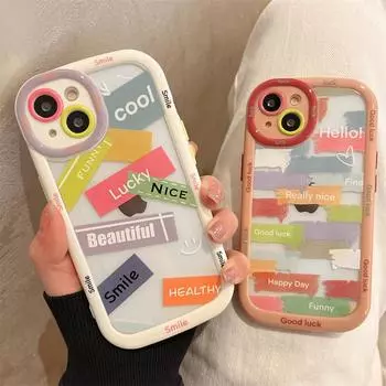 Модный противоударный бампер с буквами граффити, прозрачный чехол для телефона для Iphone 14 13 12 11 Pro Max, милый мягкий силиконовый чехол на заднюю панель For iPhone 12
