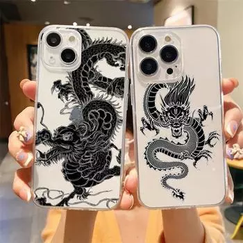 Модный противоударный прозрачный чехол для телефона с драконом для iPhone 14 13 12 11 Pro Max 7 8 Plus X XR XS Max SE 2022, силиконовый чехол Fundas iPhone 11Pro Max