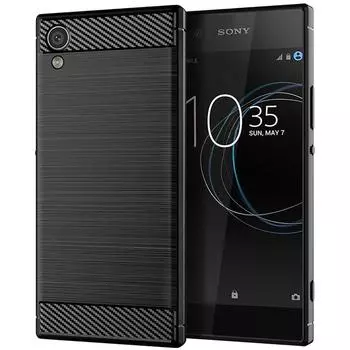 Модный противоударный силиконовый чехол для Sony Xperia XA1 Plus XA1 ULTRA Чехлы из углеродного волокна для Sony XA1+ Задняя крышка Coque Fundas Xperia XA1 Plus чёрный