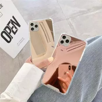 Модный противоударный зеркальный чехол для телефона iPhone 11 Pro Max 12 Xs XR SE 2020 7 8 Plus 12 Mini 6 6S, силиконовые чехлы-рамки iPhone 12 золотой