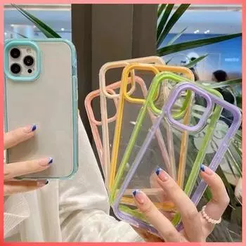 Модный прозрачный чехол для телефона Iphone 11 12 13 14 15 Pro Max XS X XR Max 7 8 Plus SE 2020 Mini Candy Bumper Back Cover iPhone 6/7/SE зелёный