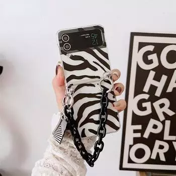 Модный прозрачный чехол для телефона с рисунком зебры для Samsung Galaxy Z Flip 3 4, браслет, чехол из веревки для Z Flip3 Flip4 5g, защитный чехол For-Galaxy Z Flip 4