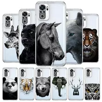Модный прозрачный мягкий чехол для телефона Cheetah Tiger Lion Panda для Xiaomi Redmi Note 12 11 9S 9 8 10 Pro+ 7 8T 9C 9A 8A K40 Gaming Cover Redmi Note 12