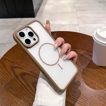 Модный прозрачный ультратонкий магнитный чехол для ПК iPhone 16 Pro Max 15 Plus 14 Pro 13 12 Чехол Матовый чехол для беспроводной зарядки iPhone 12 синий