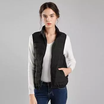 МОДНЫЙ пуховик, высококачественный жилет, женский 90-х годов, легкий и тонкий, короткий, воротник-стойка, модная тонкая куртка, жилет, Одежда S белый