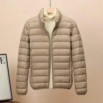 МОДНЫЙ пуховик женский 2024 новый легкий и тонкий воротник-стойка легкий 90 белый утиный пух модная куртка женская Одежда M (recommended below 45kg) белый