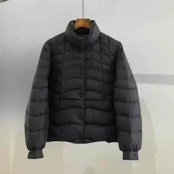 МОДНЫЙ пуховик женский 2024 зима новый легкий и тонкий 90% белый утиный пух маленький воротник стойка волна теплое зимнее пальто Одежда M