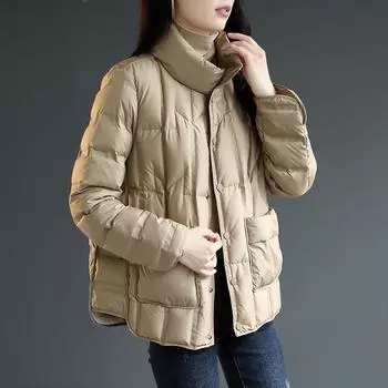МОДНЫЙ пуховик женский короткий модель 2024 ранняя весна новый свободный отжатый бархат модная теплая куртка Одежда S