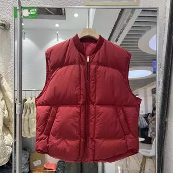 МОДНЫЙ пуховик жилет женский утолщенный теплый короткий жилет с воротником-стойкой на осень-зиму новый жилет one size fits all