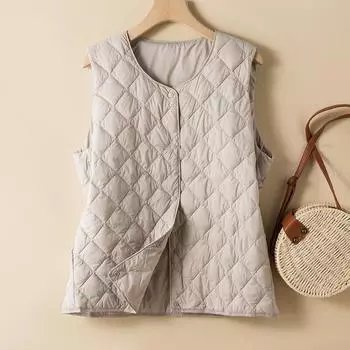 МОДНЫЙ пуховый жилет из хлопка женский легкий пуховый жилет из хлопка жилет жилет жилет внутренний жилет верхняя одежда теплая куртка M чёрный