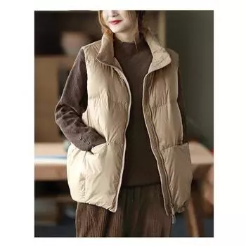 МОДНЫЙ пуховый жилет женский 2024 новый теплый жилет свободный короткий жилет белый пуховый жилет Одежда M белый