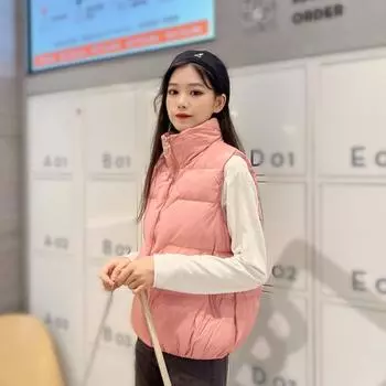 МОДНЫЙ пуховый жилет женский короткий и зимний новый верхняя одежда свободный жилет жилет легкий белый утиный пуховик жилет Одежда S [below 60kg] белый