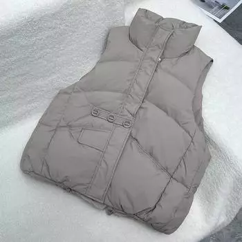 МОДНЫЙ пуховый жилет женский весенний новый белый утиный пух воротник стойка корейская версия тонкий короткий жилет жилет жилет жилет Одежда One size красный