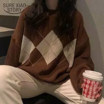 Модный пуловер большого размера, свитера, осень-зима, свободный однотонный вязаный свитер, женский винтажный женский джемпер Sueter Mujer 16691 One Size чёрный