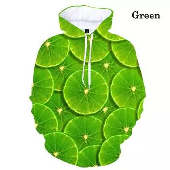 Модный пуловер с капюшоном с 3d принтом и фруктами, крутые модные толстовки с длинными рукавами S