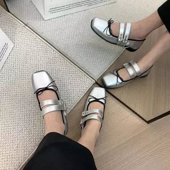 Модный раздел весна-осень Ретро Мэри Джейн Одиночные туфли Плоские туфли Балет Танец Простой дизайн 35 белый