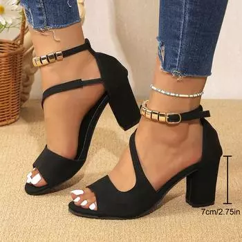 Модный размер 45, новые летние сексуальные туфли с рыбьим ртом, полые римские сандалии, толстые, с открытым носком, с бусинами, на высоком каблуке, женские летние сексуальные женские сандалии 39 чёрный