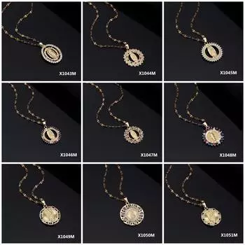 Модный религиозный медный микронабор цветных цирконов кулон женские ювелирные изделия ожерелье Бог