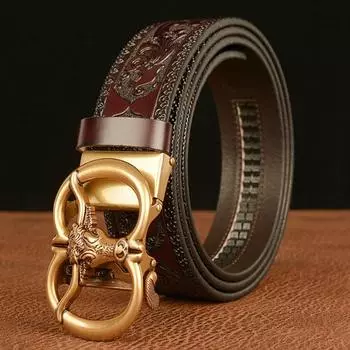 Модный ремень из коровьей кожи с пряжкой из сплава высокого качества с автоматической пряжкой Wasitbad, ремень из натуральной кожи, деловой мужской ремень 110cm