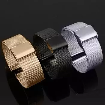 Модный ремешок для часов из нержавеющей проволоки 18–24 мм, стальной сетчатый ремешок на талию 0,4 мм
