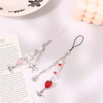 Модный ремешок для мобильного телефона Strawberry Planet для девочек, симпатичный ремешок для мобильного телефона, подвеска на шнурок Y2K, телефонные цепочки, декор