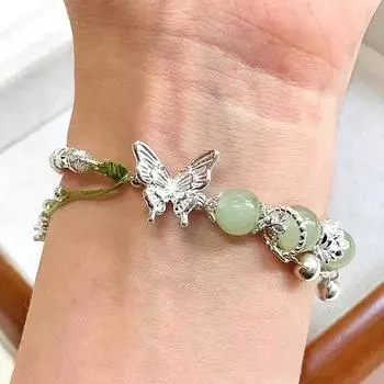 Модный ретро-браслет из бисера «Бабочка-лотос», плетеный регулируемый браслет-подвеска в виде колокольчика, женские украшения, подарок