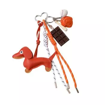 Модный ретро-брелок в виде собаки-колбаски, модный прочный аксессуар из искусственной кожи для коллекционеров и законодателей моды оранжевый