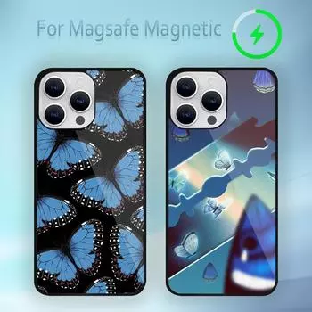 Модный ретро-чехол для телефона с бабочкой для iPhone 15 14 13 12 11 Plus Pro Max Magsafe с магнитной беспроводной зарядкой iPhone13mini