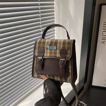 Модный ретро и красивый рюкзак для женщин, для отдыха 2024, новый студенческий стиль, небольшой рюкзак для поездок на работу и обратно, небольшая квадратная сумка синий